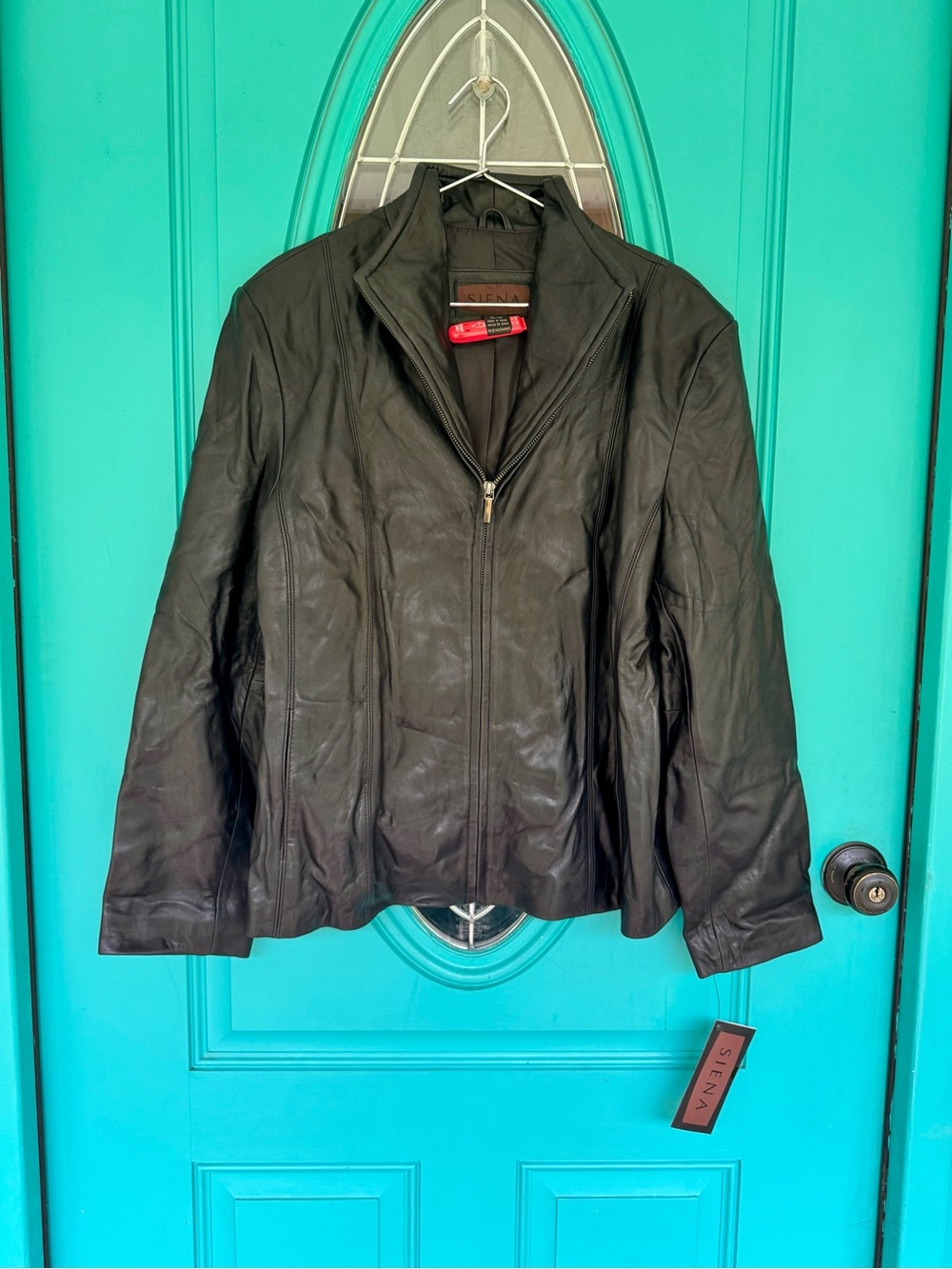 Vintage Plus Size NWT Women's Black Leather Zip-Front Jacket